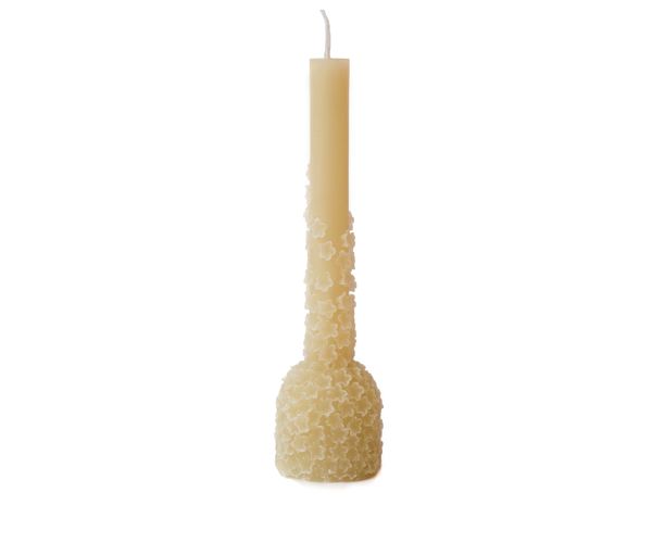 Figuurkaars - bloemetjes - wit groenig