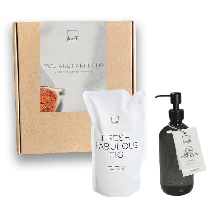 Leeff Giftbox Handzeep + Navulling Fabulous Fig - You are fabulous