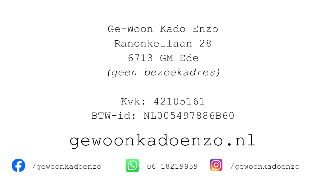Visitekaartje Ge-Woon Kado Enzo